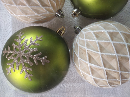 Esferas Navideñas Estuche Con 4 Esferas Navidad Verde