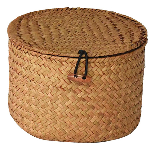 Cesta De Almacenamiento De Mimbre Con Tapa Para Estantes