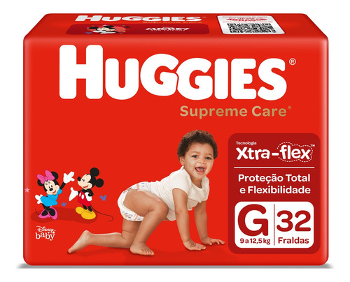 Pacote De Fraldas Supreme Care Disney G 32 Unidades Huggies