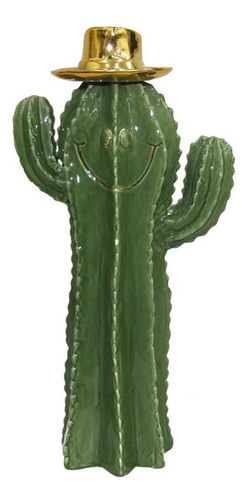 Cactus Decorativo De Cerâmica Verde 22x12cm