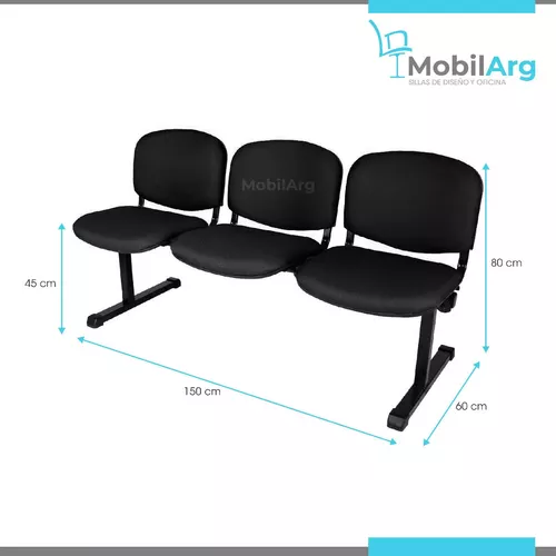 Silla Tandem Tapizado X3 Asientos Butacas Para Salas De Espera Consultorio  Hospitales Reforzado C/garantia - $ 170.610,5