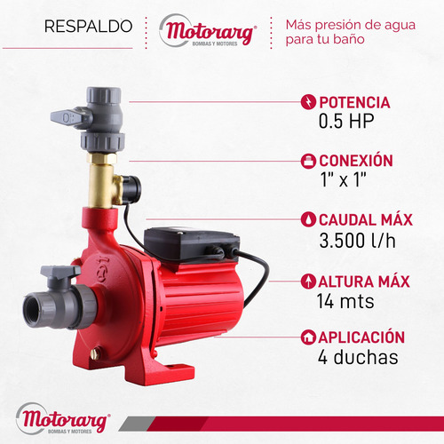 Imagen 2 de 12 de Bomba Agua Presurizadora Motorarg Tip Te 14 0.5 Hp
