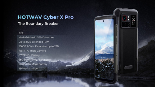 Hotwav Cyber X Pro 10200 mAh, resistente al agua, 12 GB de RAM, 256 GB, color negro