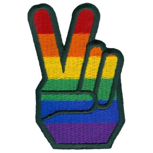 Parche Bordado Gay Pride - Rainbow Peace Fingers