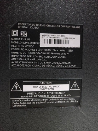 Pantalla Philips 50pfl5504/f8 Con Display Roto Todo Funciona (Usado)