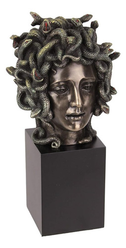 Veronese Design Cast Bronze Resin Medusa Head Figure On Plin