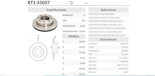 Par De Discos Traseros De Frenos Chevrolet C-36 03-08