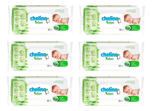 Toallitas Húmedas Chelino  Para Bebe 6 Packs X 72 Unidades 