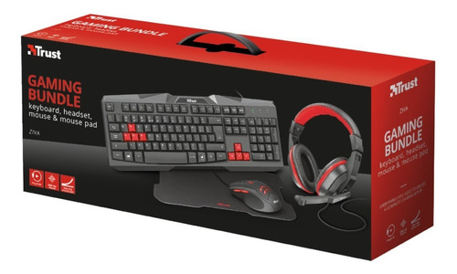 Kit Gamer Trust 4 En 1 Teclado Mouse Audífonos Mousepad 