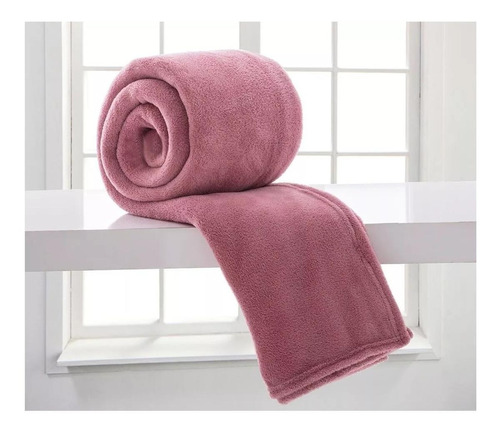 Cobertor Corttex Home Design Microfibra cor rosa-antigo com design lisa de 2.2m x 1.8m