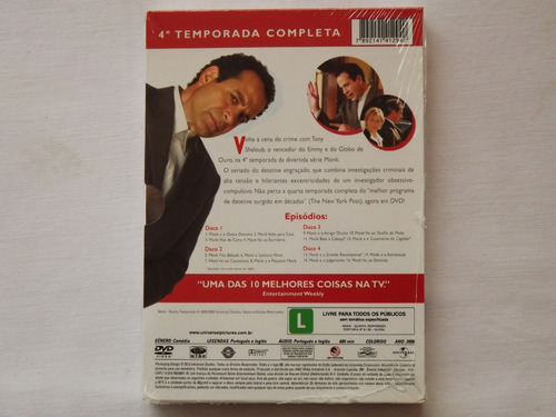 Box Dvd Monk 4ª Temporada Completa - Original - Lacrado