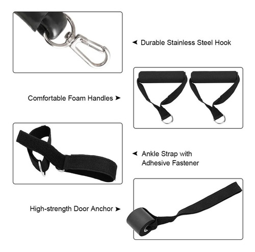 Imagem 8 de 10 de Kit Elástico Para Treino Exercícios Malhar Musculação Casa
