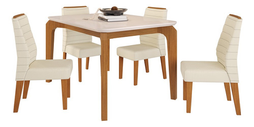 Juego Comedor Mesa 4 Sillas Tapizadas Mdf 4993 Hortencia