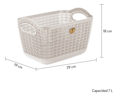 Set 3 Canastas Mitril Med Resistentes Organizadoras 18x19x29 Blanco Mitril Med