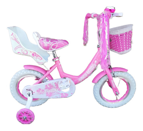 Bicicleta Para Niña Rodada 12  Canasta Portamuñeca Rueditas 