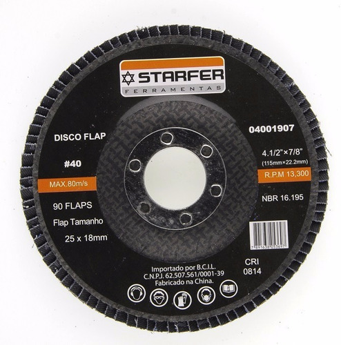 Disco Flap 4.1/2 40 Starfer Embalagem Com 10