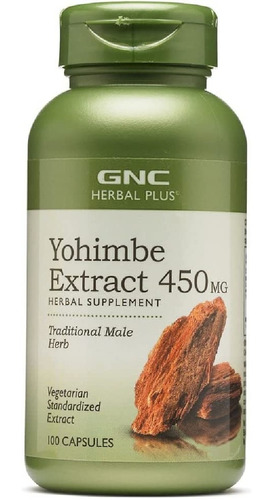 Extracto De Yohimbe 450 Mg Gnc 100 Cápsulas