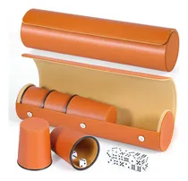 Comprar Juego De 2 Tazas De Dados De Cuero Naranja