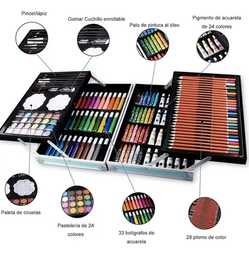 Lapices de Colores Set De Arte Con Marcadores, Colores Para Dibujo 145 Pz  Berry Hip ARS145