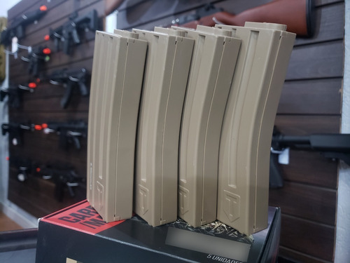 Imagem 6 de 6 de Combo 4x Airsoft Magazine Carregador M4 Mid Cap 120bbs Tan