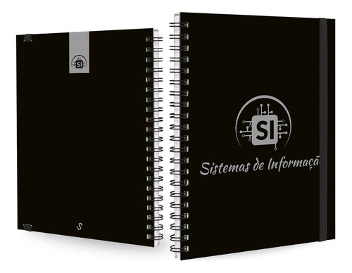 Caderno Universitário Plus Profissões Preto Prata 1 Matéria Cor Sistemas De Info
