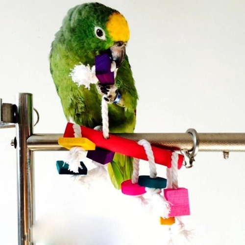 Imagen 6 de 9 de Juguete P/ Loro Madera Perico Percha Pajaros Medianos Zootec