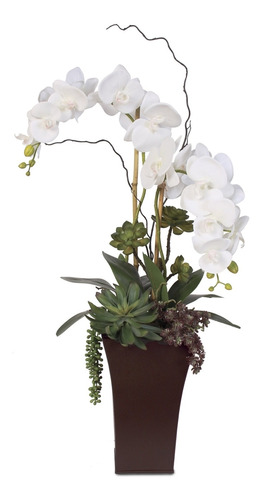 Arreglo De Orquídeas Artificiales Tacto Natural Y Suculentas