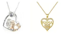 Comprar Collar Madre E Hija Corazon  Te Amo En 100 Idiomas + Regalo