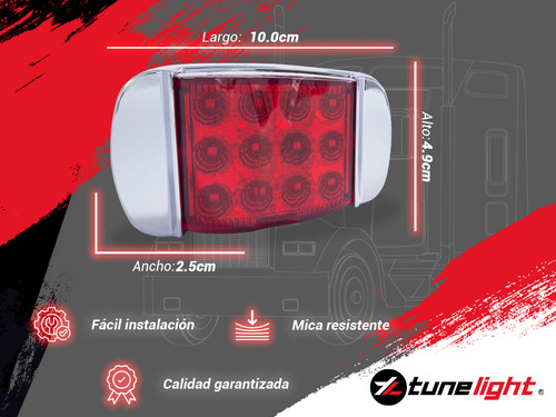 Set De 10 Plafones Lat Rect Luz Roja 12-24 Volts Tunelight