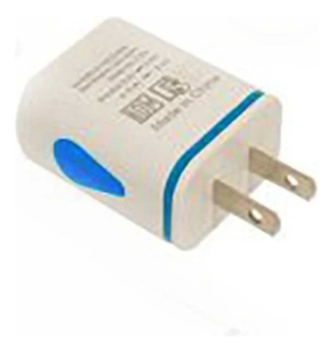 Cubo Cargador Doble 2.1a Con Luz Led Carga Rápida Celeste