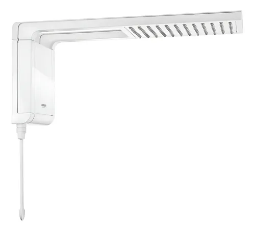 Chuveiro Lorenzetti Acqua Ultra Storm branco, visto de frente e ligeiramente de lado.