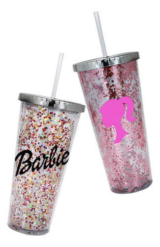 Vaso Personalizado Acrílico Termo Tapa Glitter Doble Pared 