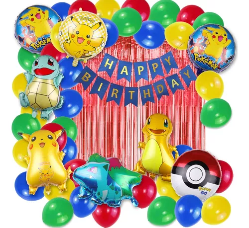 Globos Pokemon Pikachu Fiesta De Cumpleaños 5-6-7-8 (47pzs)