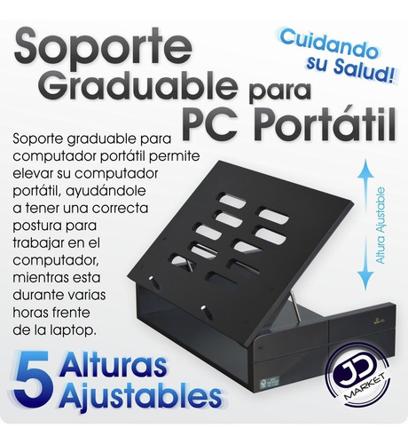 Imagen 2 de 7 de Base Elevada Para Portátil De Lujo En Madera Inclina 5 Nivel