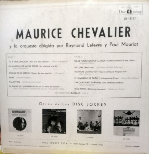 Lp Maurice Chevalier (yo Y Una Cancion) (Usado)