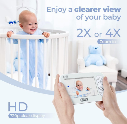 Dr. Meter Monitor De Bebe 5 Pulgadas Con 2 Cámaras Hd (Reacondicionado)