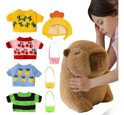Capybara Peluche Juguetes Con 9 Accesorios Capibara 25cm