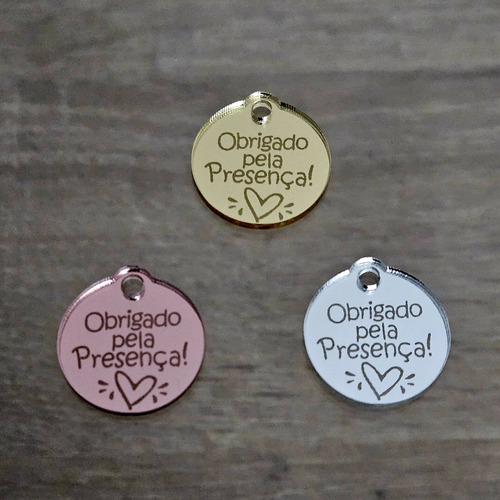 10 Tags - Obrigado Pela Presença - 2cm Dourado/ Rose