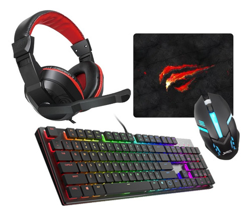 Combo Kit Gamer Rgb Teclado Mouse Vincha Mousepad -ins Store