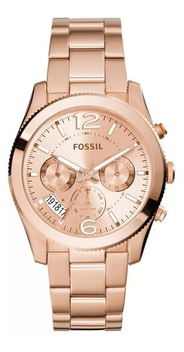 Reloj Fossil Es3885 Para Mujer Color de la malla Oro Rosa Color del bisel Rose Color del fondo Rose