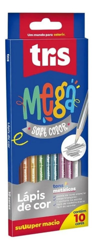 Lápis De Cor Tons Metálicos 10 Cores Mega Soft Color - Tris