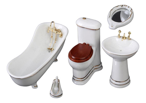 5x Accesorios Para Casa De Muñecas, Juego De Baño, Lavabo