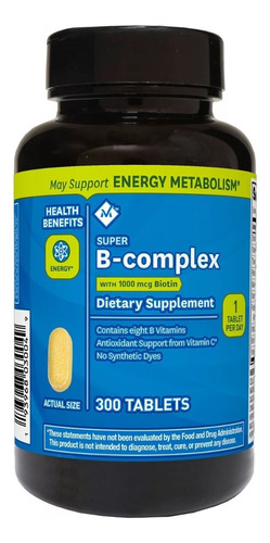 Complejo B + Vitamina B1 B2 B6 B12 Biotina 300 Tabs Eg B65 Sabor Nd