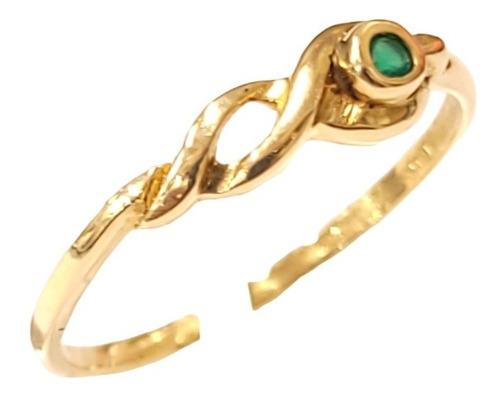 Imagen 2 de 5 de Anillo Oro 18kts Cubic Verde 1,4grs N°15 Brumat