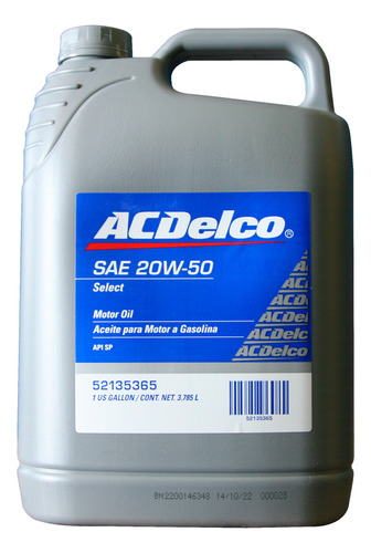 Aceite Acdelco Select Sae 20w50 Sp, 1 Gal Pc