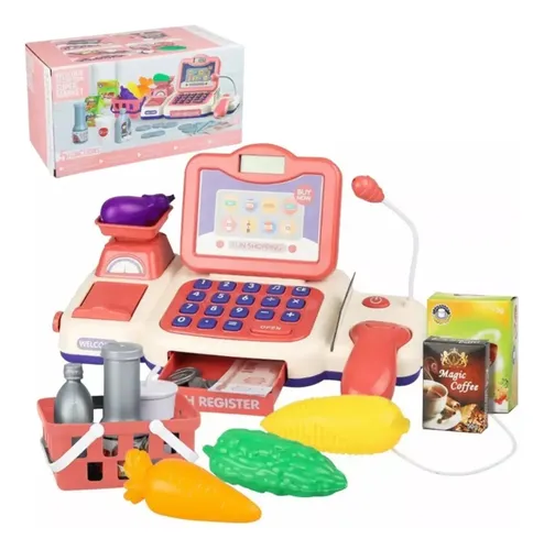 Caja Registradora De Juguete Para Niños - Supermercado Con Escáner, Calculadora, Dinero Y 46 Accesorios - Juego De Caja Registradora De Juguete Para Niños - Supermercado Con Escáner, Calculadora, Dinero Y 46 Accesorios - Juego De