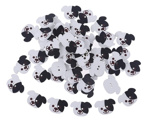 50 Boton Madera Forma Cabeza Perro Dibujo Animado Costura 2