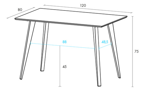 Mesa Comedor Blanca Escandinava Nordica Madera 120 X 80 Cm Blanco