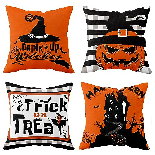 Fundas De Almohada De Halloween 18x18 Set De 4 Truco O ...