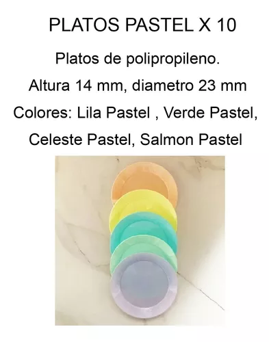 Platos Pastel X 10 Colores Descartable Plastico Duro